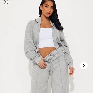 Fashion Nova Gray Track Pants & Hoodie Set